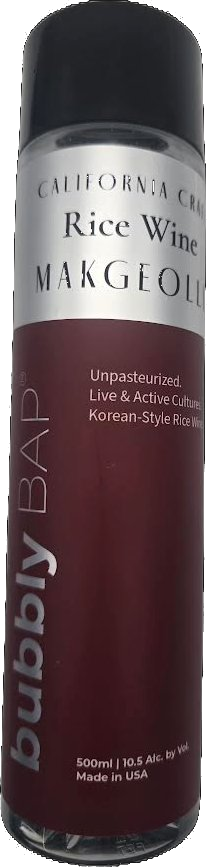 Bubbly Bap 500ml bottle of California craft makgeolli
